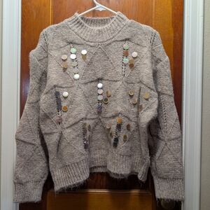 Cozy Beige Sweater with Sequin Accents